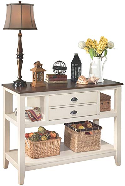 Ashley Furniture Signature Design - Whitesburg Dining Room Server - 2 Drawers and 2 Cubbies - Vintage Casual - Brown/Cottage White