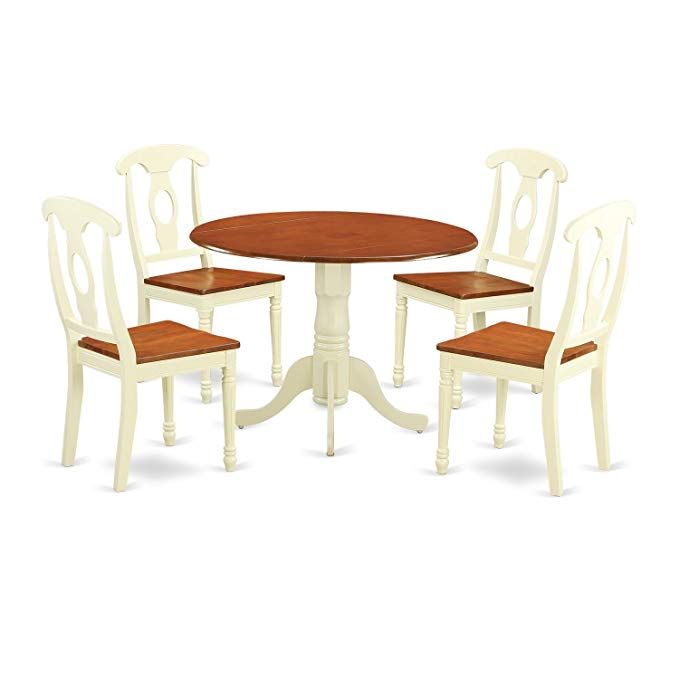 East West Furniture DLKE5-BMK-W 5 Piece Dining Table and 4 Kitchen Chairs Dublin Set