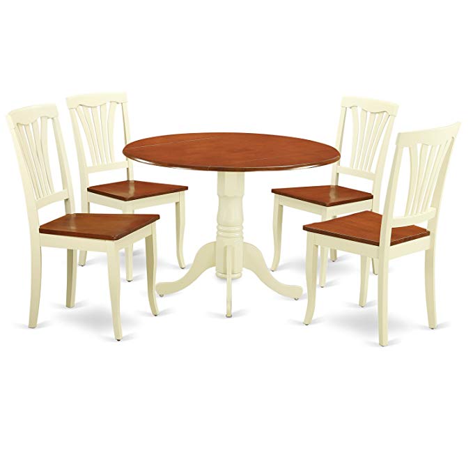 East West Furniture DLAV5-BMK-W 5 Piece Dining Table and 4 Kitchen Chairs Dublin Set