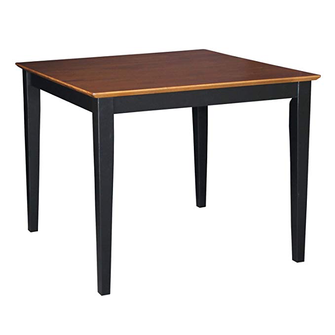 International Concepts Solid Wood Dining Table with Shaker Legs, 36 by 36 by 30-Inch, Black/Cherry