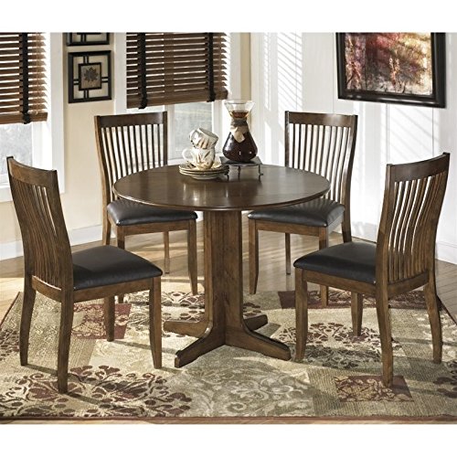 Ashley Stuman 5 Piece Wood Round Dining Set in Brown