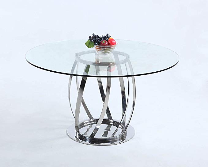 Milan JULIANNE-DT Julianne Round Clear Glass Dining Table