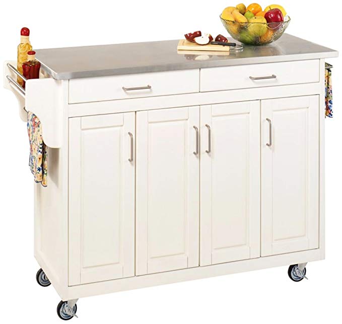 Home Styles 9200-1022 Create-a-Cart 9200 Series Cabinet Kitchen Cart with Stainless Steel Top, White Finish