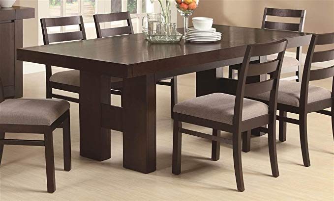 Coaster Home Furnishings Wood Dining Table Pull Out Extension Leaf in Cappuccino Finish