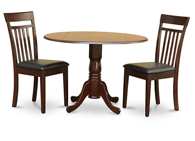 East West Furniture DLCA3-MAH-LC 3-Piece Kitchen Nook Dining Table Set