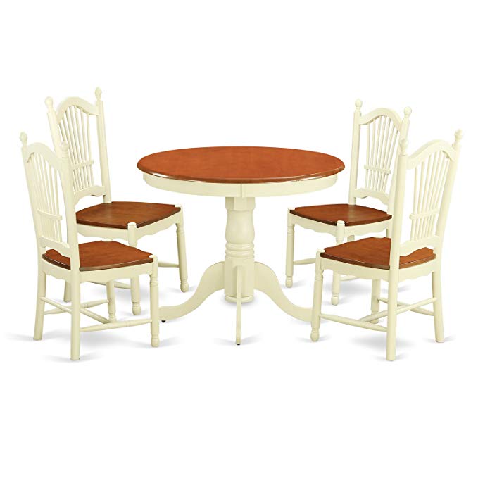 East West Furniture ANDO5-WHI-W 5 Piece Kitchen Nook Dining Set For 1 Dinette Table And 4 Kitchen Dining Chairs