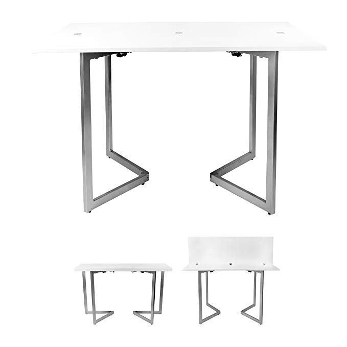 SpaceMaster SM-CO-2238 Transforming Convertible Space Saving Dining Table Office Desk, White