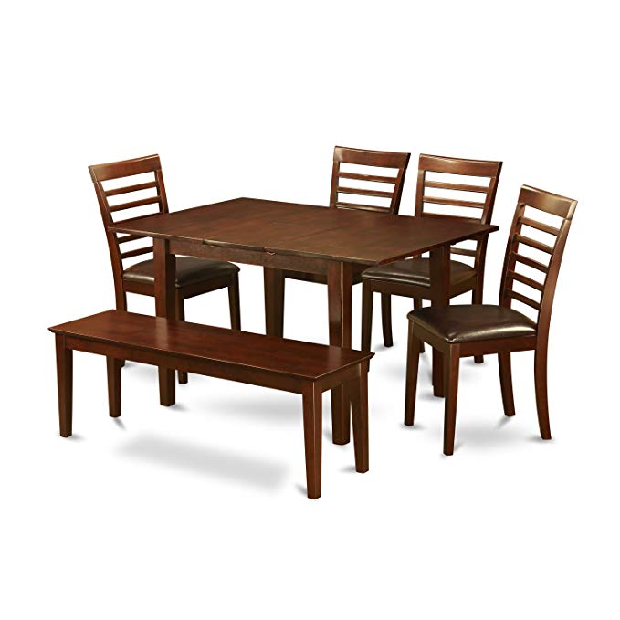 East West Furniture PSML6D-MAH-LC 6-Piece Kitchen Table Set, Mahogany Finish