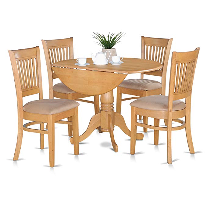 East West Furniture DLVA5-OAK-C 5-Piece Kitchen Table Set, Oak Finish