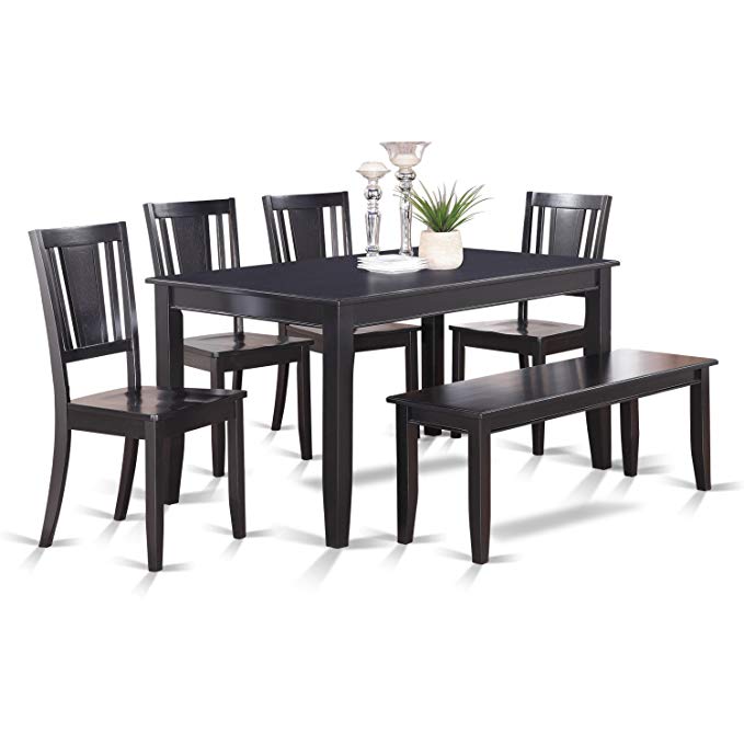 East West Furniture DULE6-BLK-W 6-Piece Dining Table Set