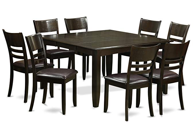 East West Furniture PFLY9-CAP-LC 9-Piece Dining Room Table Set, Cappuccino Finish