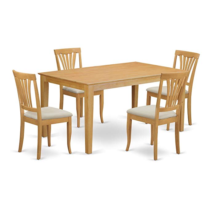 East West Furniture CAAV5-OAK-C 5 Piece Kitchen Table and 4 Dinette Chairs Small Set