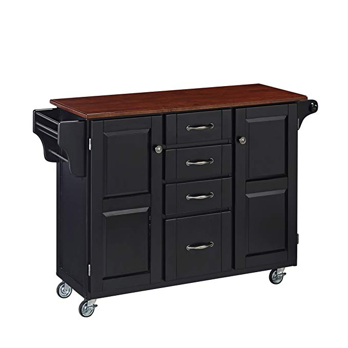 Home Styles 9100-1047G Create-a-Cart, Black Finish with Cherry Top