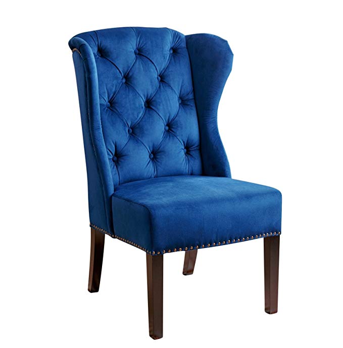 Abbyson® Kyrra Tufted Velvet Wingback Dining Chair, Navy Blue