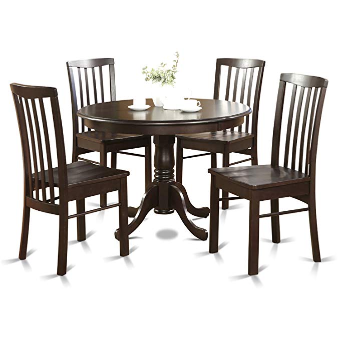 East West Furniture HART5-CAP-W 5-Piece Kitchen Table and Chairs Set, Cappuccino Finish