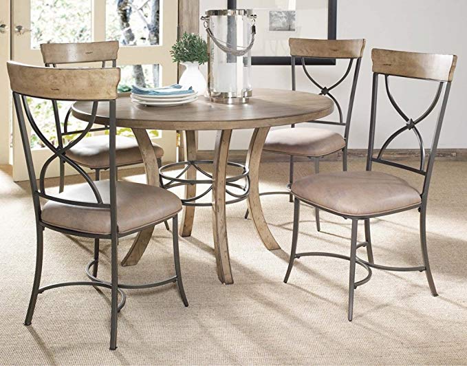 Hillsdale Charleston 5 Piece Round Wood Dining Set w/X Back Chairs