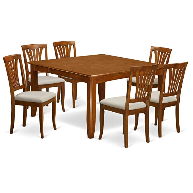 East West Furniture PFAV7-SBR-C 7-Piece Dining Table Set