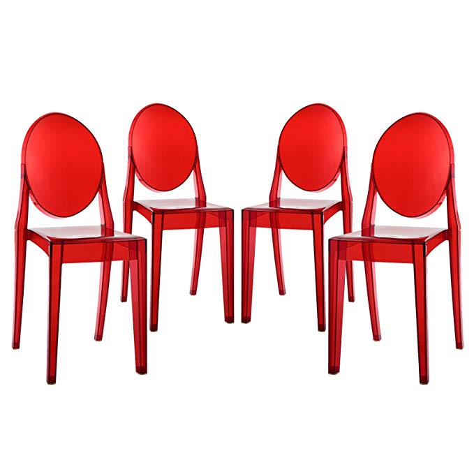 Modway EEI-908-RED Casper Dining Chairs Set of 4, Red