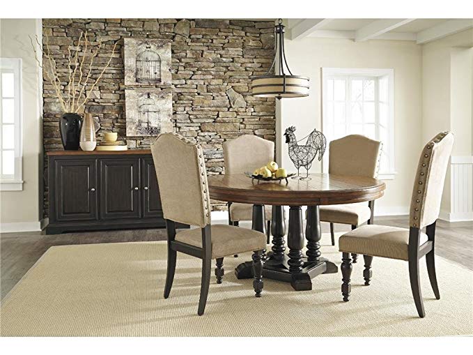 Signature Design by Ashley Benchcraft Shardinelle Two-Tone Brown Round Dining Room Table