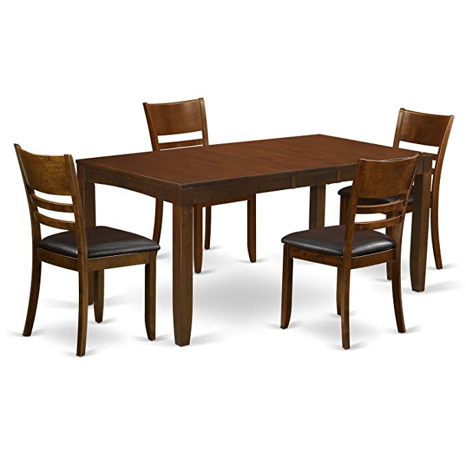 East West Furniture LYFD5-ESP-LC 5-Piece Dining Table Set, Espresso Finish