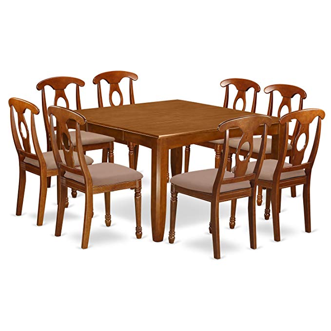 East West Furniture PFNA9-SBR-C 9-Piece Dining Table Set