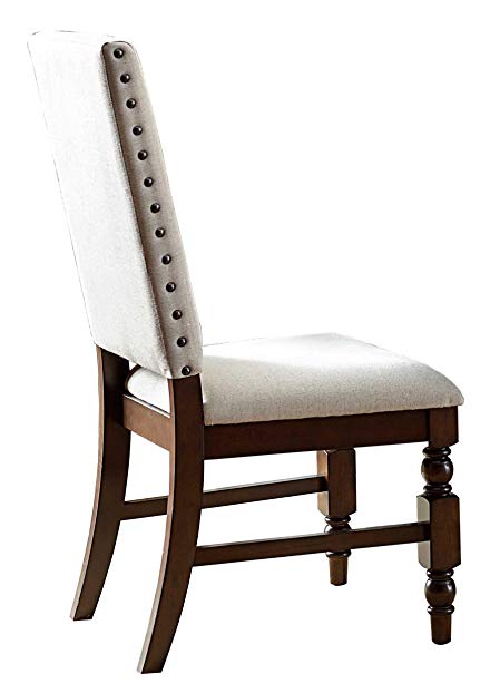 Homelegance 5167FS Fabric Dining Chair Nailheads, Beige, Set of 2