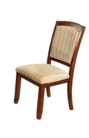 Furniture of America Brahme Padded Fabric Side Chair, Oak Finish, Set of 2