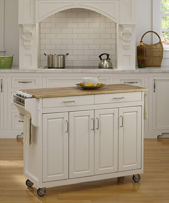 Home Styles 9200-1021 Create-a-Cart 9200 Series Cabinet Kitchen Cart with Wood Top, White Finish