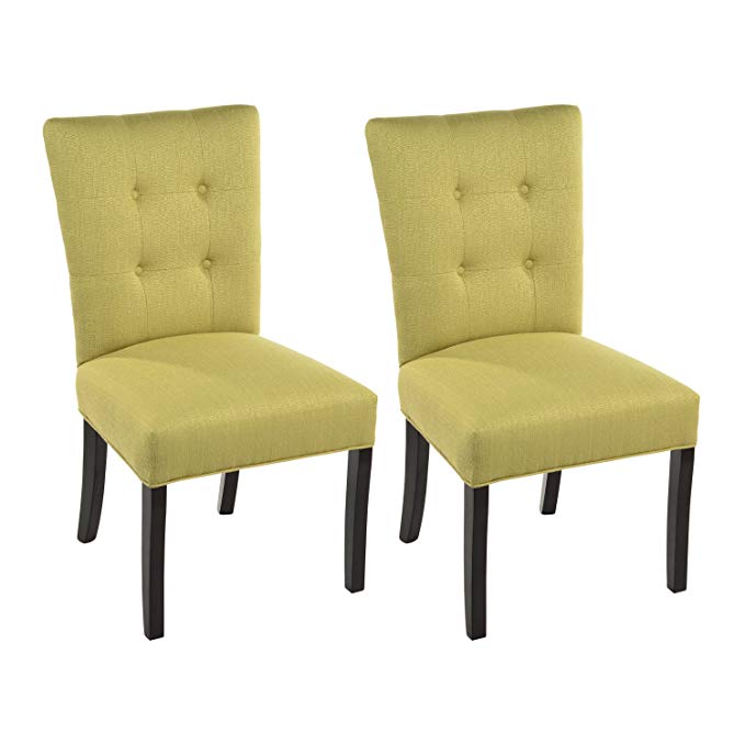 Sole Designs La Mode Collection Fanback Dining Chair, 4 Button Stitched Side Chair, Ivy (Set of 2)