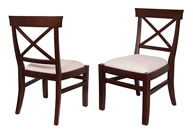 BirdRock Home Crossback Side Chairs | 2pc | Delivered Fully Assembled (Mahogany, Upholstered Side Chair)