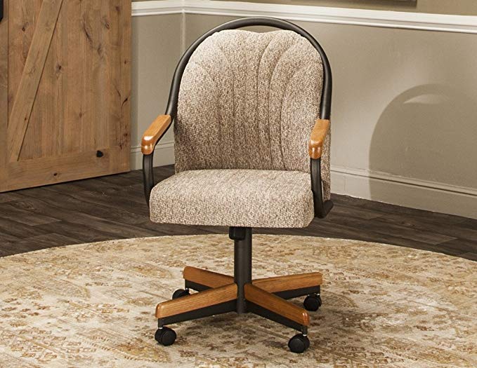 Caster Chair Company Bently Swivel Tilt Caster Arm Chair in Wheat Tweed Fabric