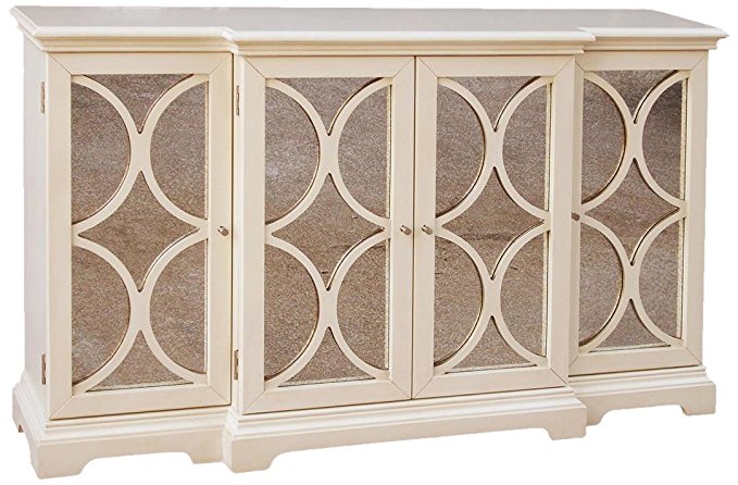 Pulaski Quinten Credenza, 60 by 14 by 37-Inch, White/Metallic