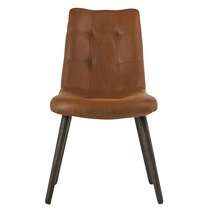 Design Tree Home Havana Tufted Dining Chair in Brown Leather