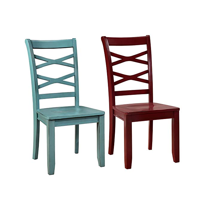 247SHOPATHOME IDF-3528RB-SC Dining-Chairs, Red and Blue