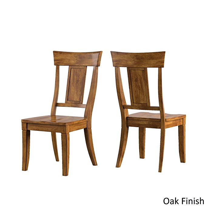 Eleanor Panel Back Wood Dining Chair Set of 2, Oak