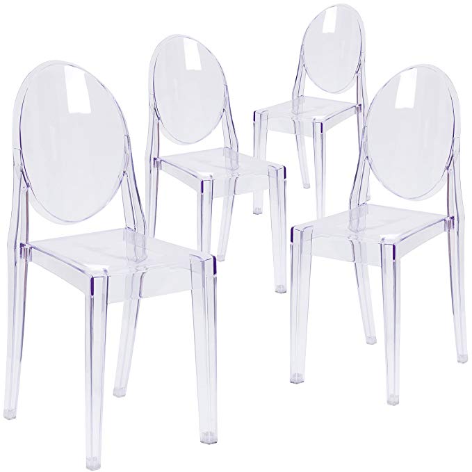 Flash Furniture 4 Pk. Ghost Side Chair in Transparent Crystal