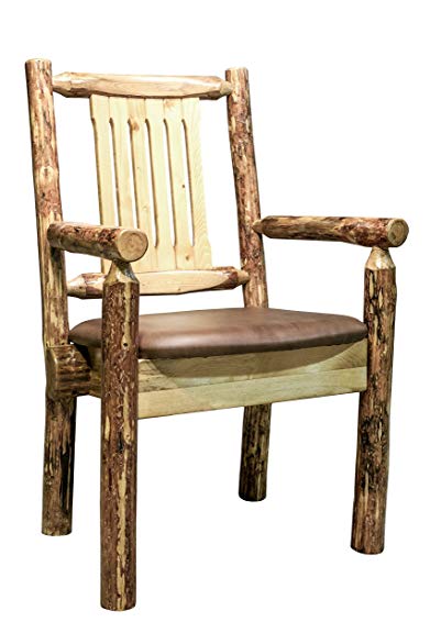 Montana Woodworks MWGCCASCNSADD Glacier Country Collection Captain's Chair with Upholstered Seat, Saddle Pattern