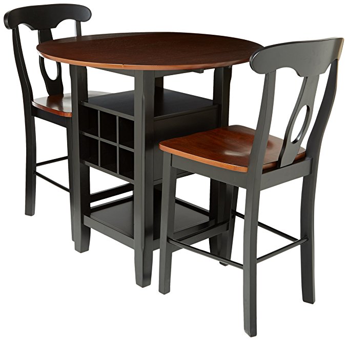 Homelegance Atwood 3-Piece Two Tone Counter Height Set, Black and Espresso