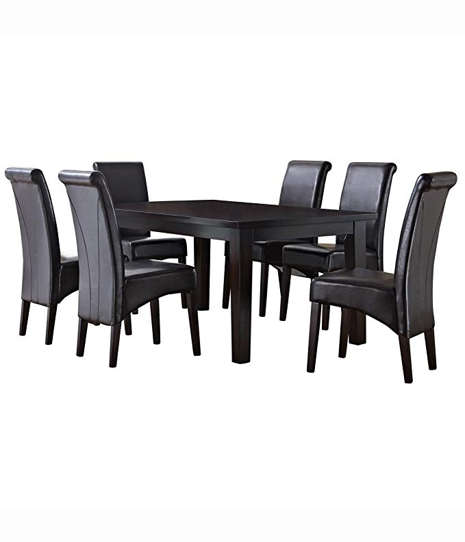 Simpli Home Avalon 7 Piece Dining Set, Tanners Brown