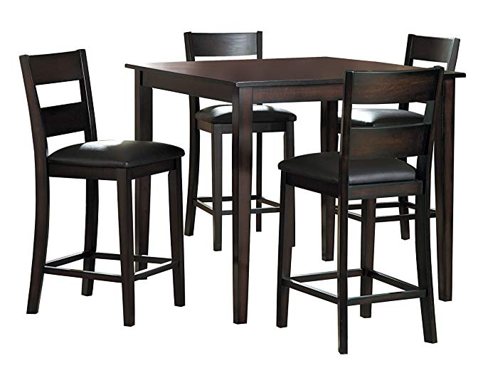 Homelegance Griffin 40-Inch Counter Height 5-Piece Dining Set with Ladder Back Chairs, Espresso