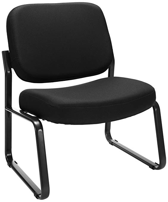 OFM Big and Tall Upholstered Armless Guest/Reception Chair, Black