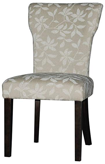 Chintaly Imports Melanie Parson Floral Fabric Curved Back Side Chairs, 20.12 by 18.5 by 37.5-Inch, Neutral, Set of 2