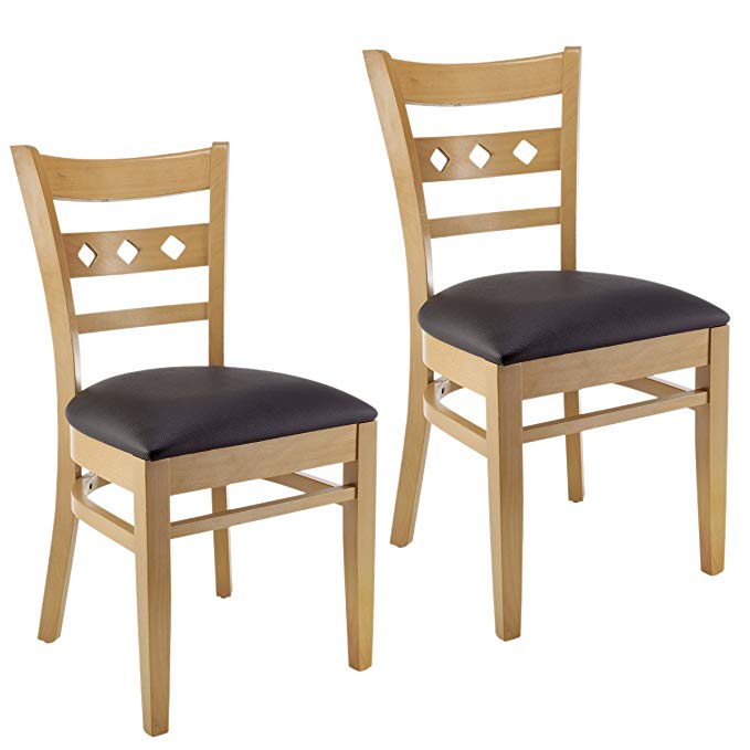 Beechwood Mountain BSD-18S-N Solid Beech Wood Side Chairs in Natural for Kitchen and dining, set of 2