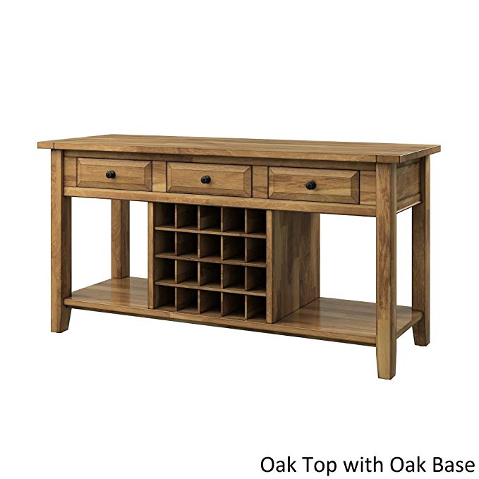 iNSPIRE Q Eleanor Two-Tone Wood Wine Rack Buffet Server by Classic Oak Oak Finish