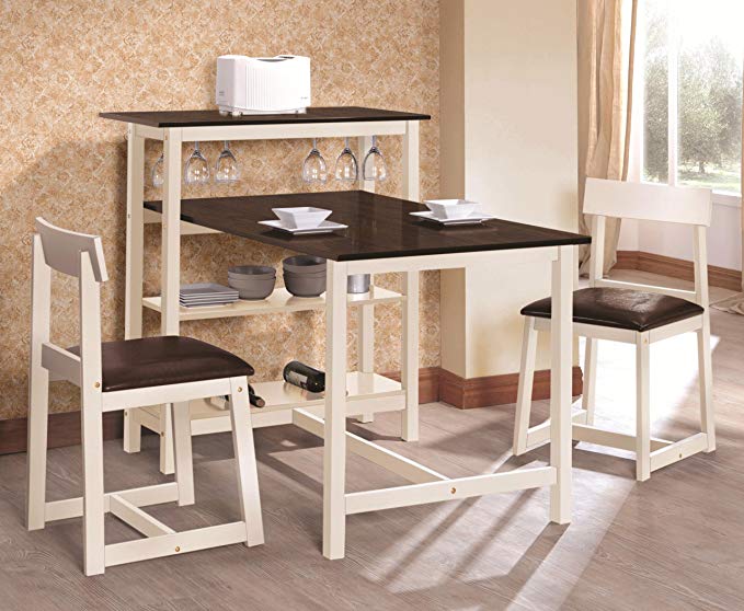 3 Piece Table Stool Set with Built-In Storage in Cream White by Coaster