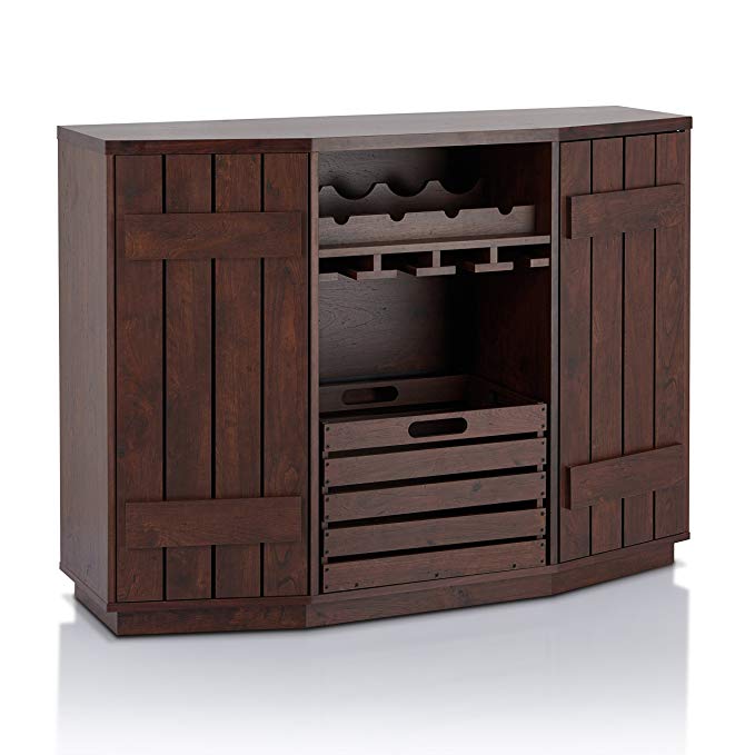 HOMES: Inside + Out ioHOMES Lopez Plank Style Server with Removable Crate, Vintage Walnut