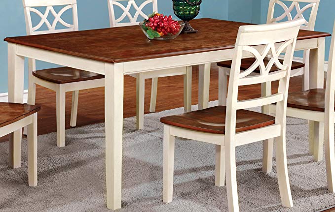 Furniture of America Cherrine Country Style Dining Table, Oak/Vintage White