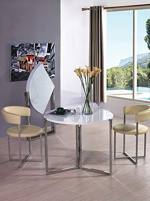 VIVA HOME H-1004WG Rosa Foldable Round Dinning Table