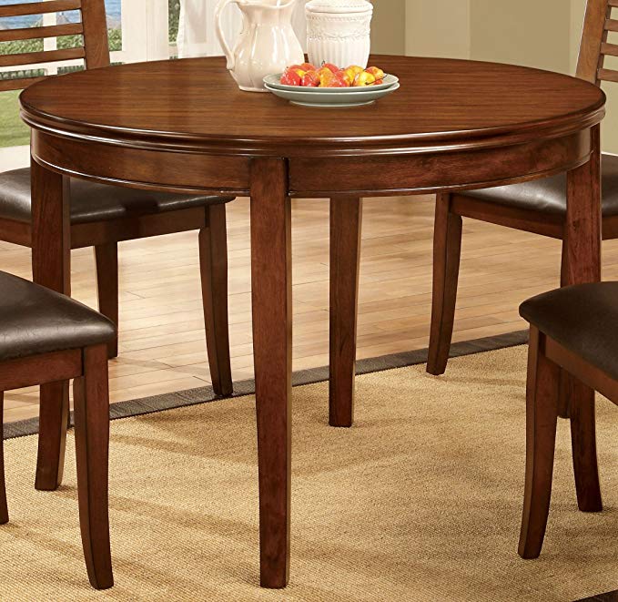 Furniture of America Dekina Transitional Round Dining Table, Medium Oak