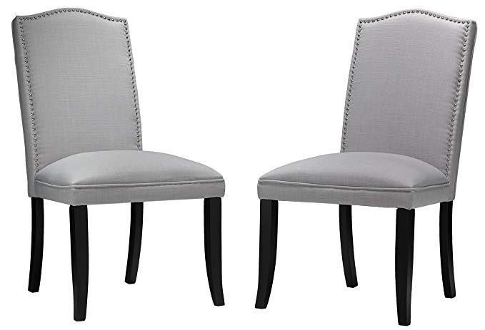 Cortesi Home Duomo Linen Crown Back Dining Chair, Stone Grey, Set of 2